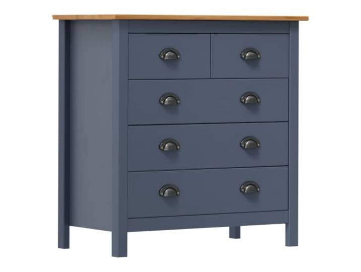 RJPLMFV Sideboard Hill grau, 79 x 40 x 80 cm, Kiefernholz, massiv 5 ausziehbare Schubladen, kompakte Aufbewahrung, einfach zu montieren, Reinigung mit trockenem Tuch