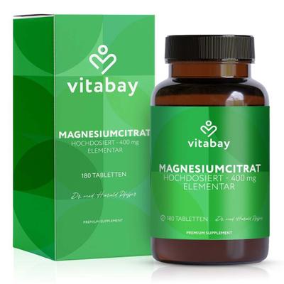 Magnesiumcitrat 200 mg vegan hochdosiert Tabletten 180 St