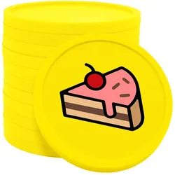 CombiCraft Kunststoff Wertmarken Chips Stück Kuchen in Neongelb- 100 Stück - Ø29 mm