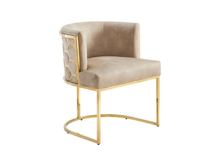 Design Stuhl „Elegancia“ mit Armlehnen Samt Edelstahl Gold/Beige Invicta Interiors