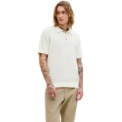 Jack & Jones Herren Poloshirt JPRBLURILEY KNIT - Regular Fit - 12292034 Cloud Dancer - XL