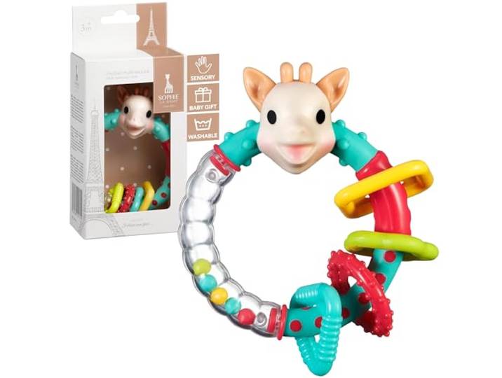 Sophie la girafe Multi-textuur rammelaar in witte geschenkdoos