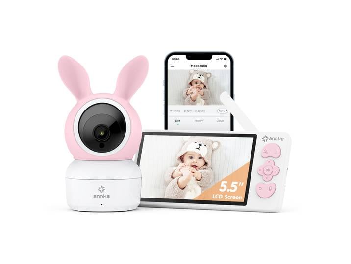 5.5 pouces vidéo bébé moniteur avec caméra PTZ Zoom Babyphone caméra Protection de sécurité caméras de Surveillance capteur de température