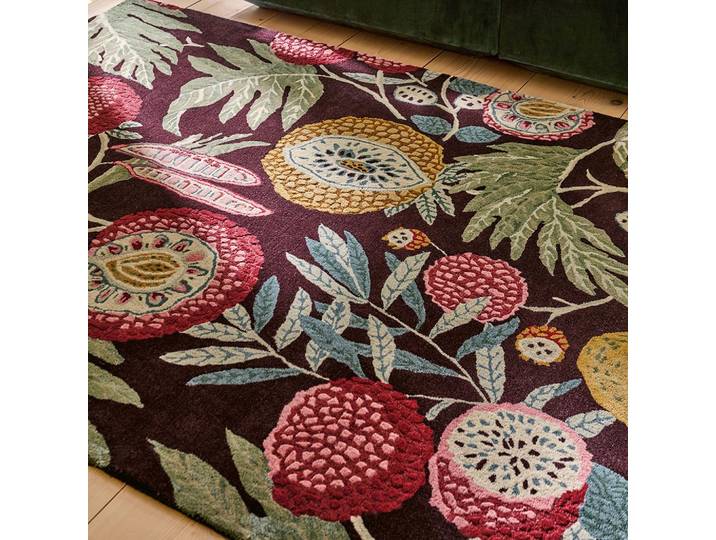 Designer Teppich „Jackfruit“ - handgetuftet, aus reiner Schurwolle & Viskose Cherry/Alabaster 250 x 350 cm Sanderson