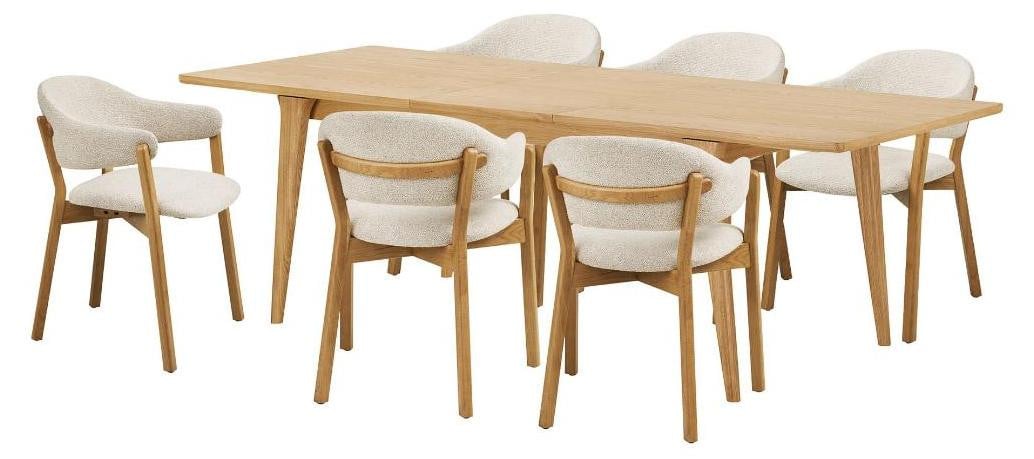 House Nordic Eetkamerset Darwin en Dunkirk met 6 stoelen in Naturel