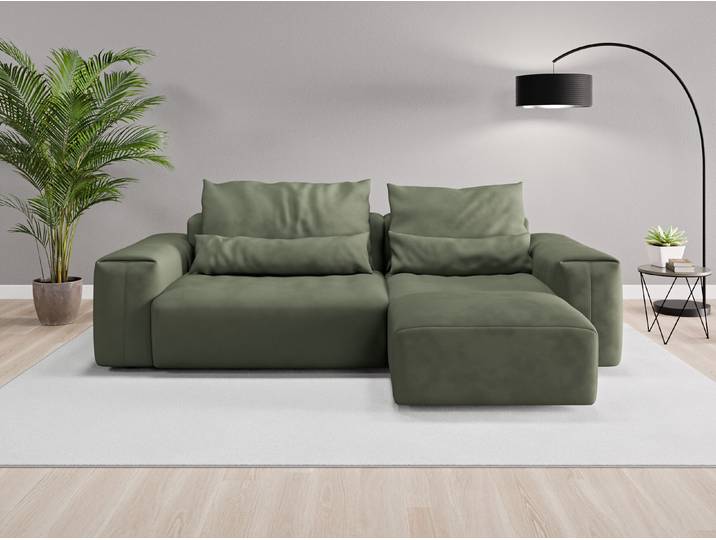 Ecksofa Denver Nr. 1 rechts - Grün (Waldgrün) - Vintage Velours