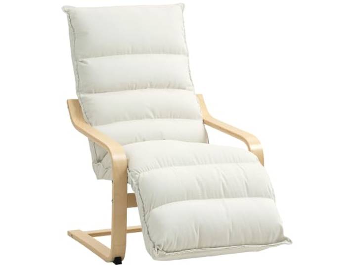 HOMCOM Relaxsessel mit Verstellbarem Fußteil Samtoptik Cremeweiß Sessel Gepolstert, Loungesessel, Lesesessel mit Armlehne, Schwingstuhl für Wohnzimmer