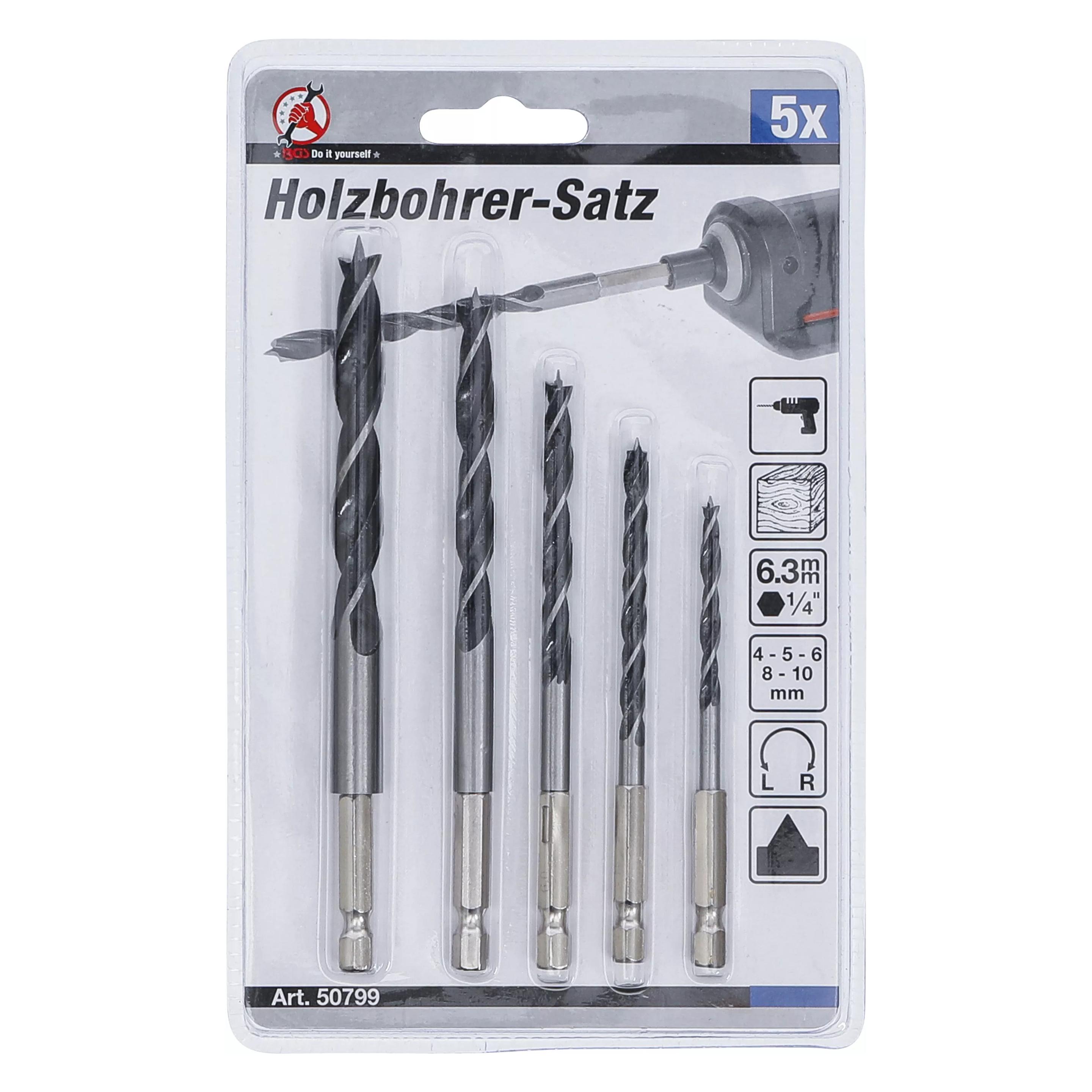 BGS Holzbohrer-Satz 4 - 10 mm Sechskantantrieb 5-tlg. (50799)