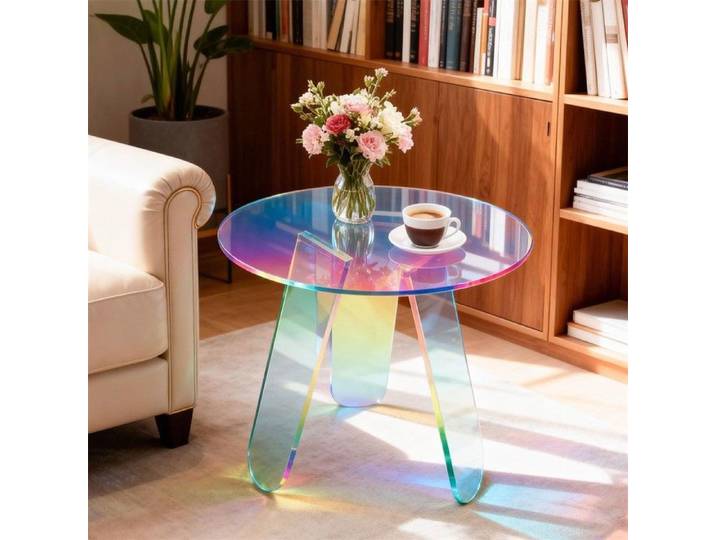 Table d' Appoint en Acrylique - Table d' Appoint Moderne pour Salon Chambre Hôtel Balcon - 46x46x44.5cm