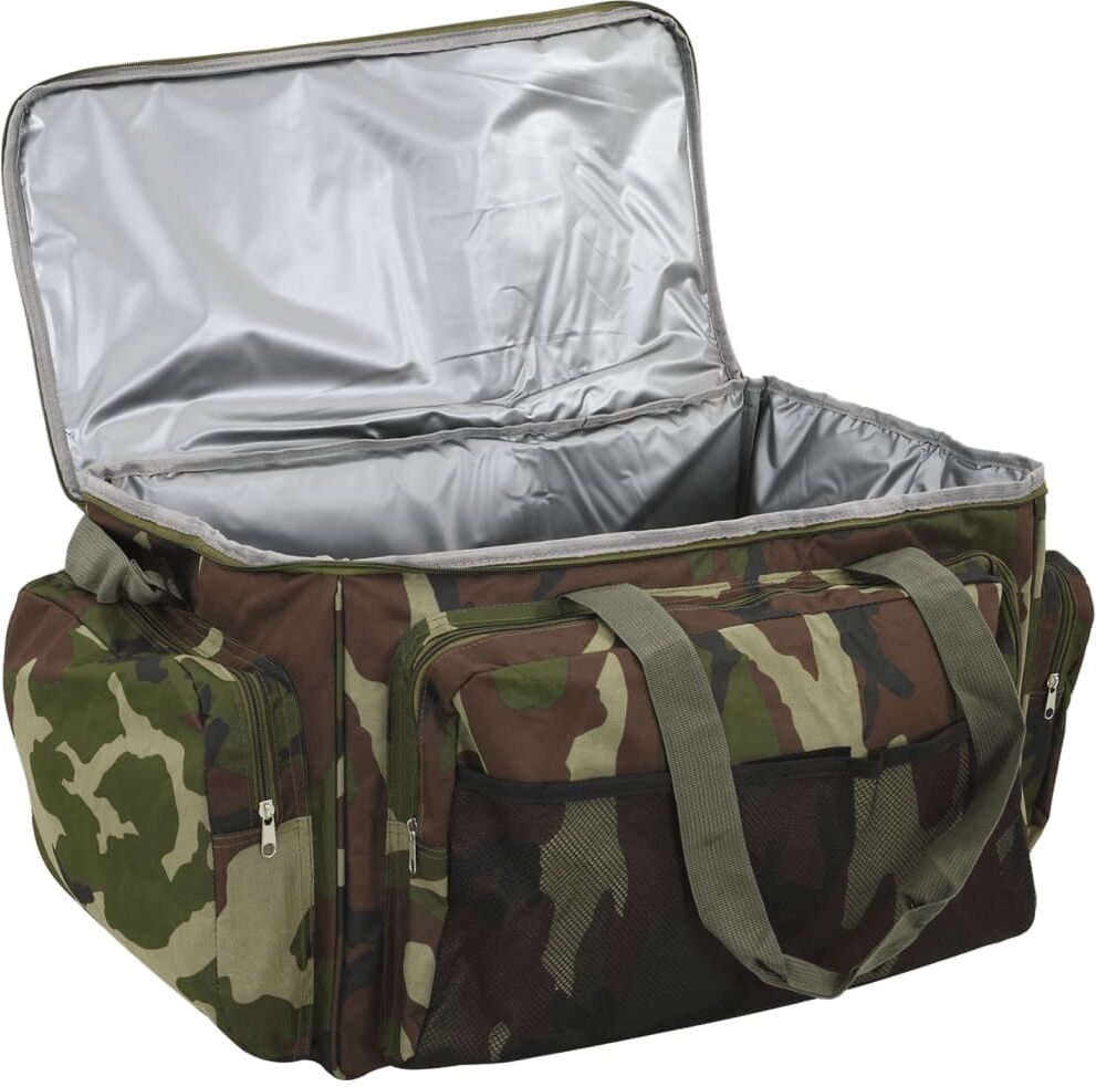 vidaXL Sac de pêche imperméable vert camouflage tissu oxford