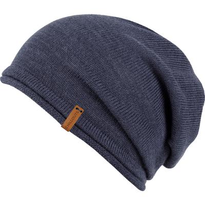 Beanie CHILLOUTS "Leicester Hat", Herren, blau, Feinstrick, Wollmischung, unifarben, Mützen Beanie, Feinstrick, aus Merinowolle mit weicher Haptik