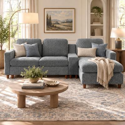 Modern L-Shaped Chenille Sectional Sofa with Chaise by Harper&Bright Designs