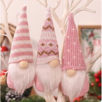 Inspire Daily Merch Holiday Tree Ornaments, Christmas Hanging Decorations, Swedish Handmade Plush Santa Elves, Home Christmas Decor pink