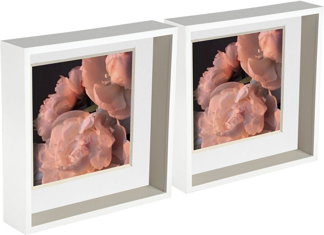 Nicola Spring - 3D Deep Box Photo Frames White/White 26.5cm H x 26.5cm W x 6cm D