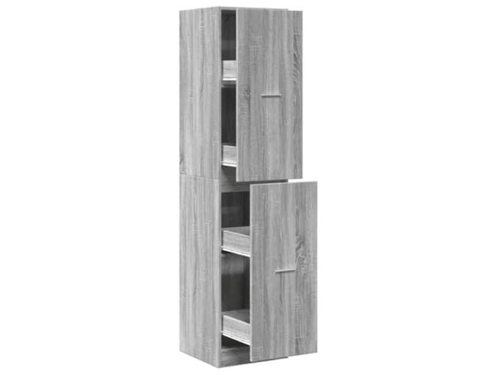 Favemtsl Apothekerschrank Grau Sonoma 40x41x174,5 cm Holzwerkstoff Schmaler Auszugschrank mit 4 Schubladen und Metallschienen für mühelose Ordnung in Küche, Wohnzimmer und Büro.