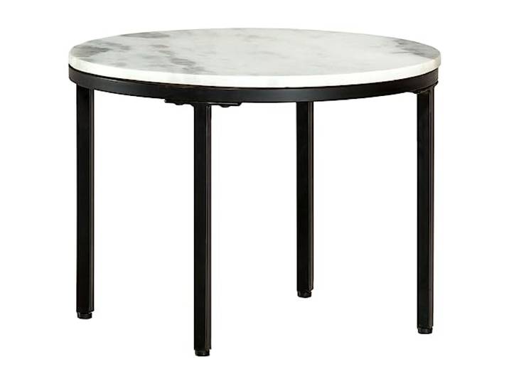 Tmriohed Couchtisch Echter Marmor Rund Ø50cm Beistelltisch Metallgestell Eleganter runder Wohnzimmertisch aus weißem Marmor und robustem Stahlgestell, komplett fertig montiert ohne Aufbau.