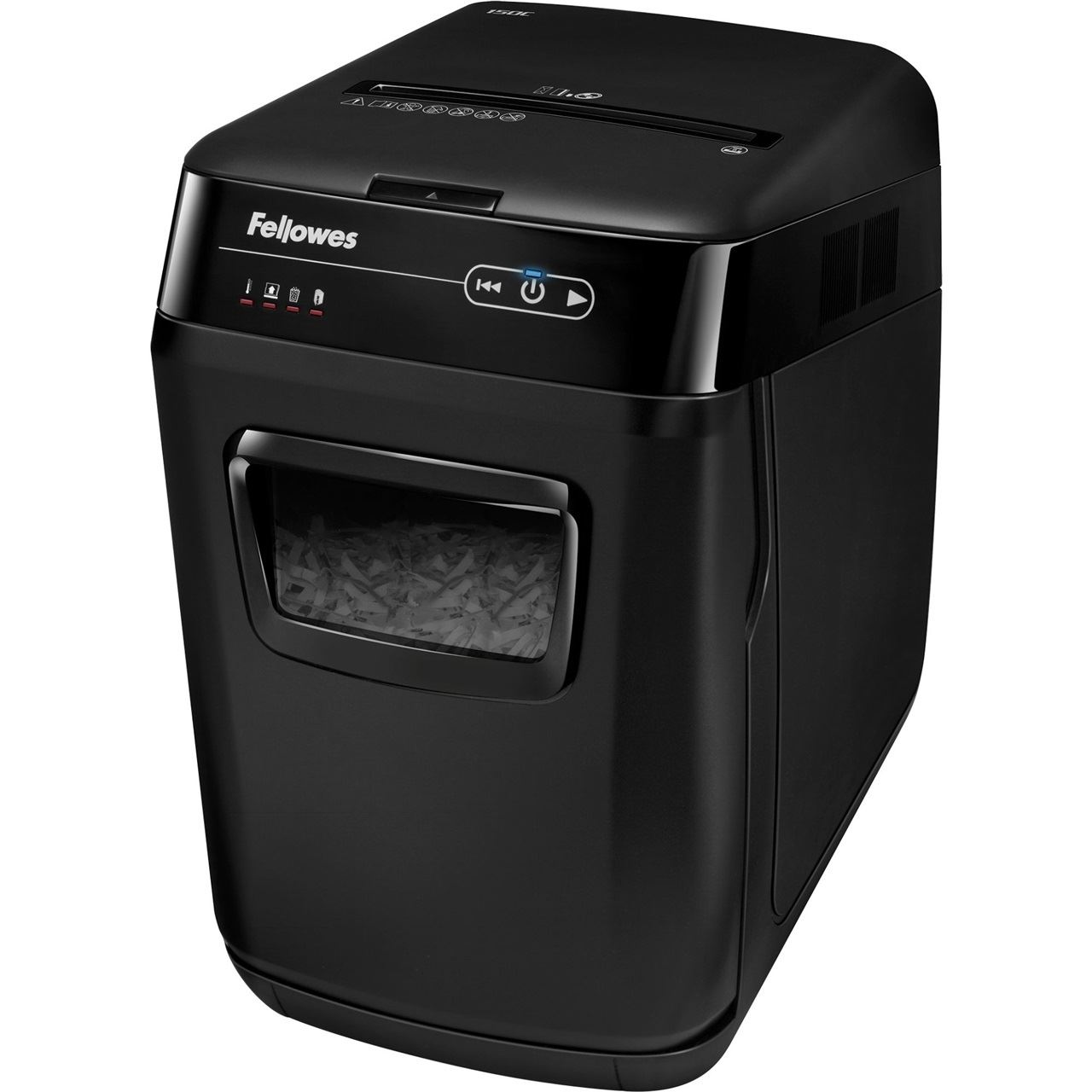 Fellowes AutoMax 150C Aktenvernichter mit Partikelschnitt P-4, 4 x 38 mm, bis 150 Blatt, schwarz
