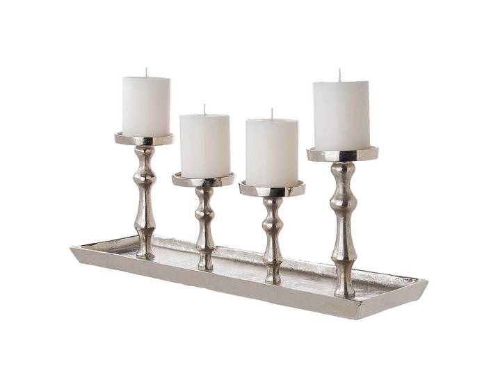 Butlers Dekotablett Banquet, Silbereichenfarben, Metall, 15 cm, Dekoration, Dekoartikel, Dekoteller & -tabletts