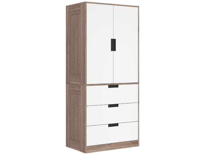 Armoire chambre dressing adulte 3 tiroirs tringle suspension marron
