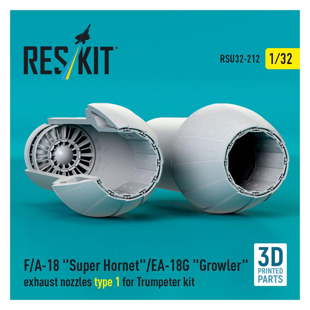 ResKit F/A-18 Super Hornet/EA-18G Growler exhaust nozzles type 1 for Trumpeter kit (3D Printed) (RSU32-0212)
