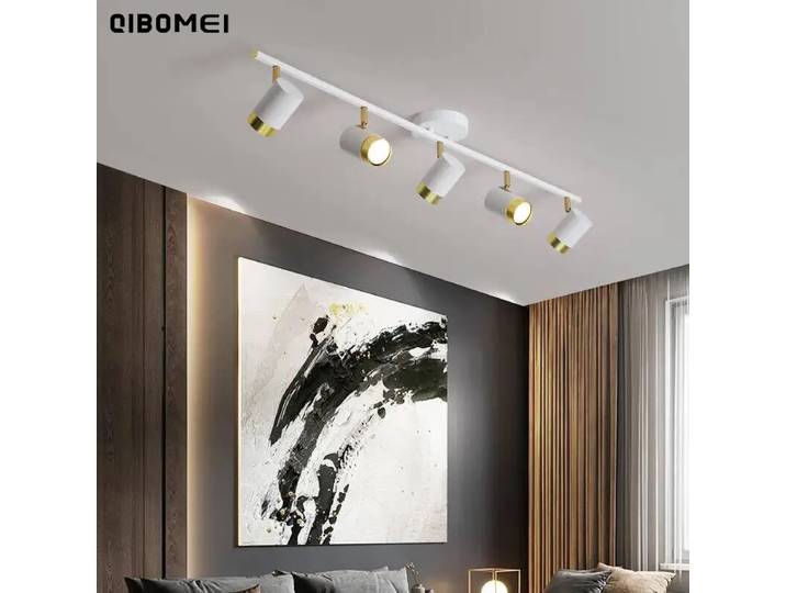 Plafonnier Led Simple noir blanc avec projecteur moderne chambre couloir balcon plafonnier maison décoration intérieure lampe d'