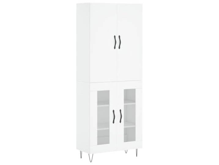 KKgypkn Highboard Weiss 69 5x34x180 cm Holzwerkstoff Mit Tueren, Metallfuesse, Stabil, Viel Stauraum, Wohnzimmer Schrank