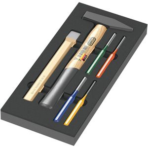 Wera Werkzeugeinlage 05150182001, 9782 Hammer Set 1, 6-teilig, mit Hammer & Flachmeißel, 172 x 392 mm