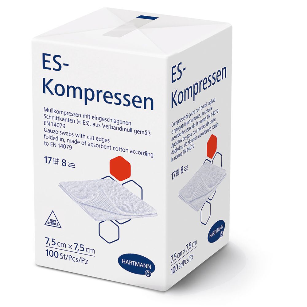 Es-Kompressen unsteril 7,5x7,5 cm 8fach 100 St Kompressen