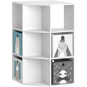 Vicco Bücherregal Luigi, weiß, mit 4 Faltboxen, Kinderregal aus Holz, 9 Fächer, 64 x 108 x 64cm