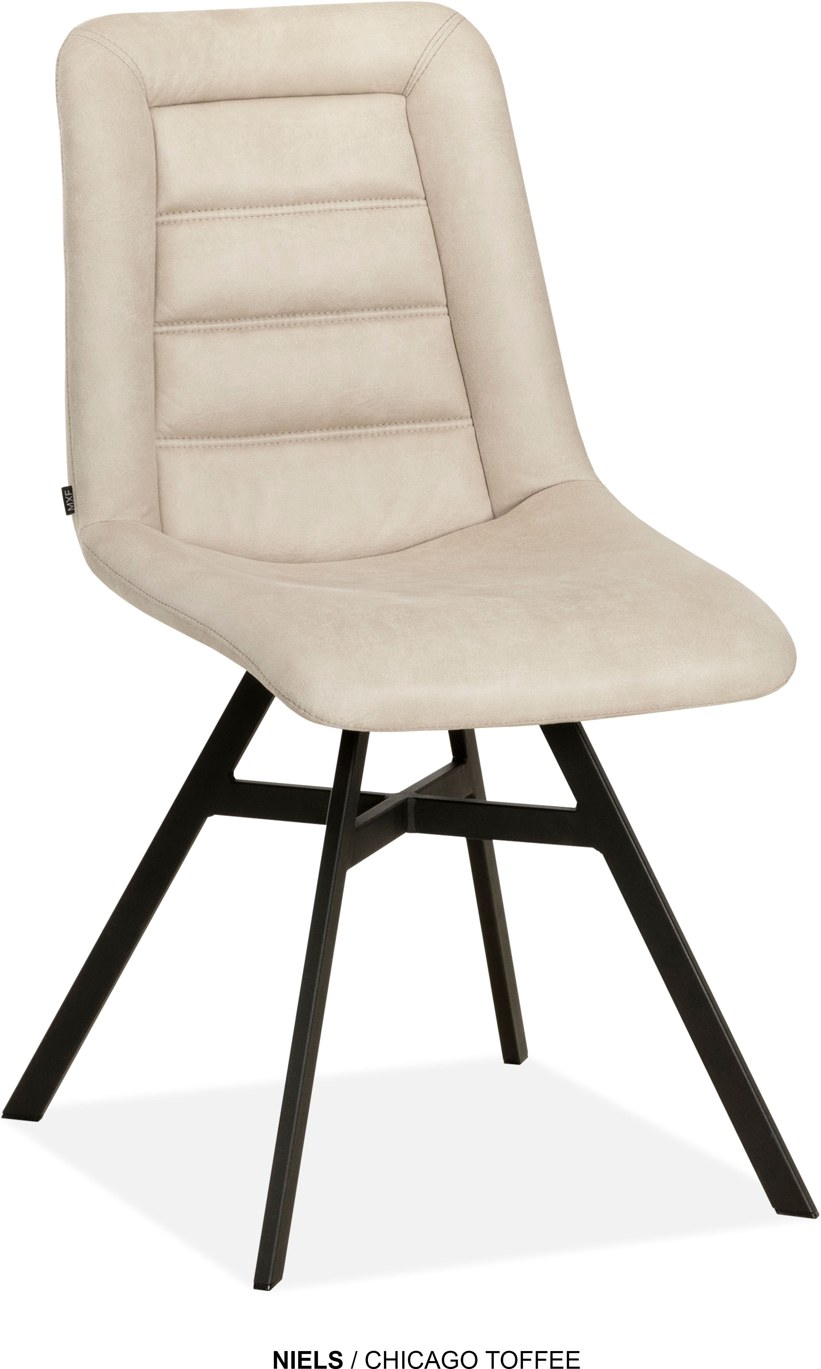 Esszimmerstuhl OMG DESIGN "Niels", beige (toffee, schwarz, toffee), B:47cm H:88,5cm T:62,5cm, Polyester, Stühle, Esszimmerstuhl, Esszimmerstuhl, pflegeleichter Bezug