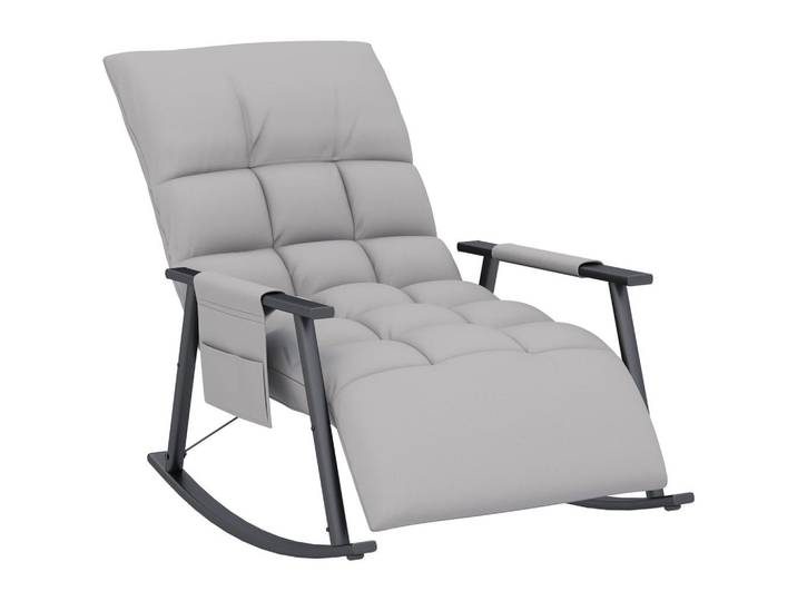 Homcom Schaukelstuhl Sessel Relaxsessel mit Fußstütze, Schaukelsessel mit Seitentasche, Grau, Kunststoff, 134x70x60 cm, Wohnzimmer, Sessel, Schaukelstühle