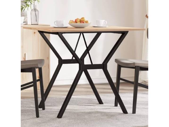 HEFZGDB Esstisch Y-Gestell 80x80x75 cm Massivholz Kiefer und Stahl mit robuster Tischplatte für langlebige Nutzung und rustikales Design