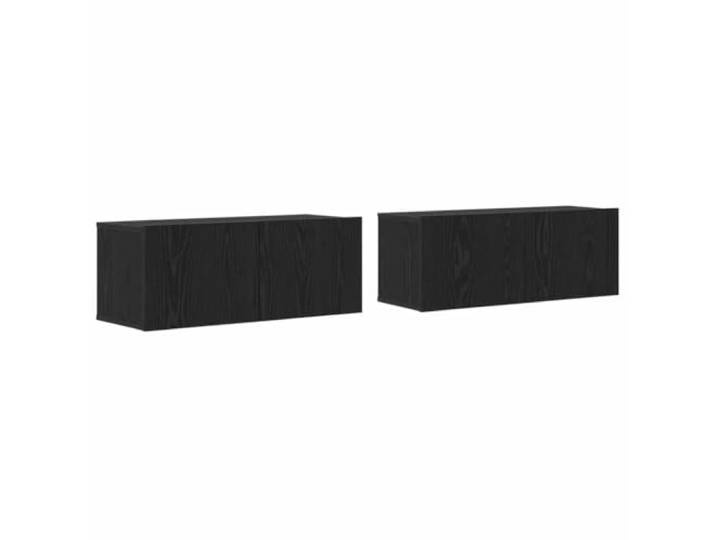 hliofuir 2er Set TV Lowboard Schwarz Eichen-Optik 80x30x30 cm Kompaktes 2er-Set Lowboard für Wohnzimmer und Schlafzimmer mit geschlossenen Fächern für Multimedia.