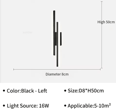 Inspire Curations Modern Rotatable LED Wall Sconce Bedside Wall Light black Left three color
