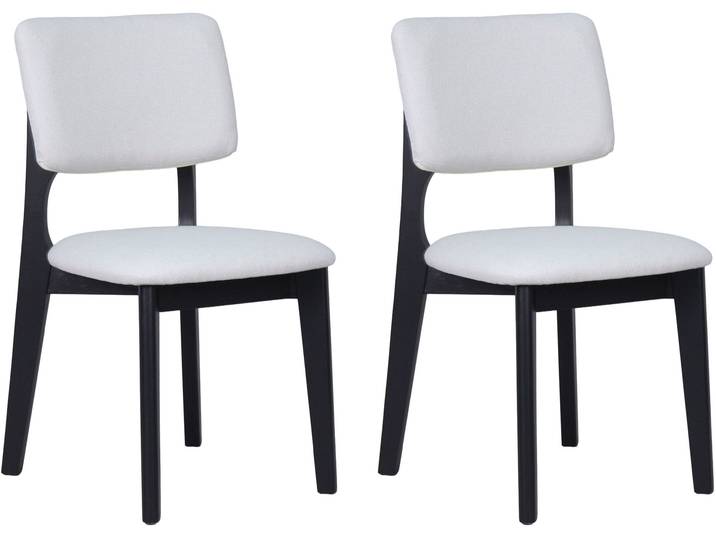 Esszimmerstuhl BYLIVING Elsa , schwarz-weiss (beige, schwarz, beige), B:48cm H:87cm T:54cm, Massivholz, Stoff, Stühle, Esszimmerstuhl, modern gemütlicher Massiv - Holzstuhl mit hochwertigem Webstoffpolster