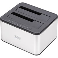 Dual SATA HDD Docking Station, Dockingstation silber/schwarz, USB 3.0, 2,5"/ 3,5"