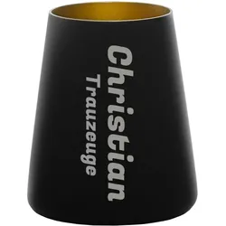 Becher Power schwarz-gold Name vertikal 1 Stück