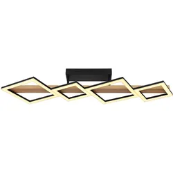LED Deckenleuchte Holz Wohnzimmerlampe Designleuchte Deckenlampe Quadrate, MDF Metall, 35W 1880Lm warmweiß, LxBxH 92x30x13