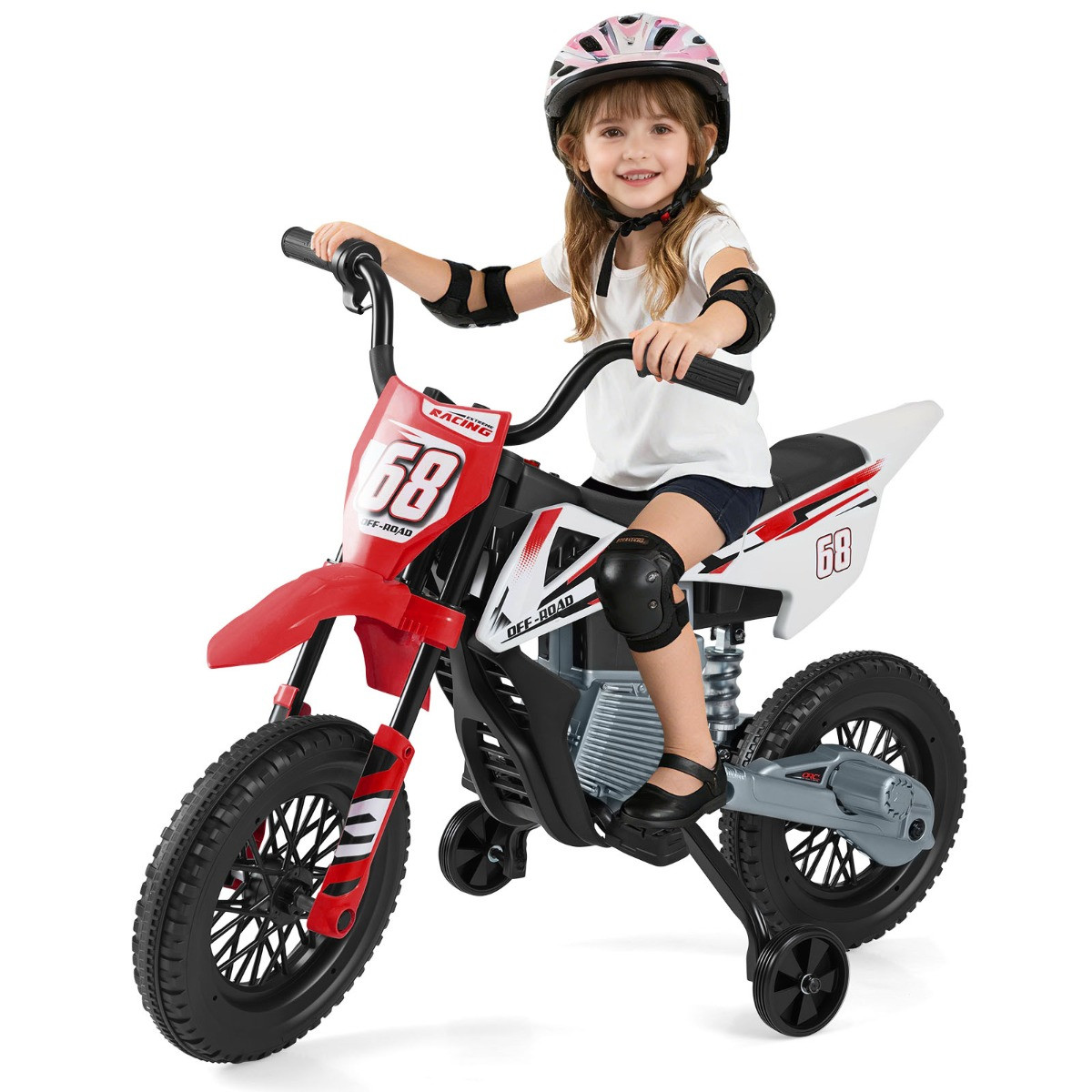 Costway Elektrische Motorfiets voor Kinderen met Bluetooth en Muziek - Rood