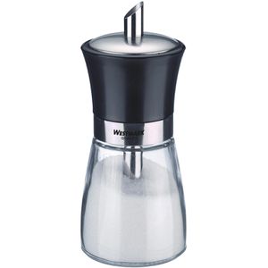 Westmark Zuckerstreuer Blacky, Dosierer mit Ausgießrohr, für Kristallzucker, aus Glas mit Edelstahldeckel, 190 ml