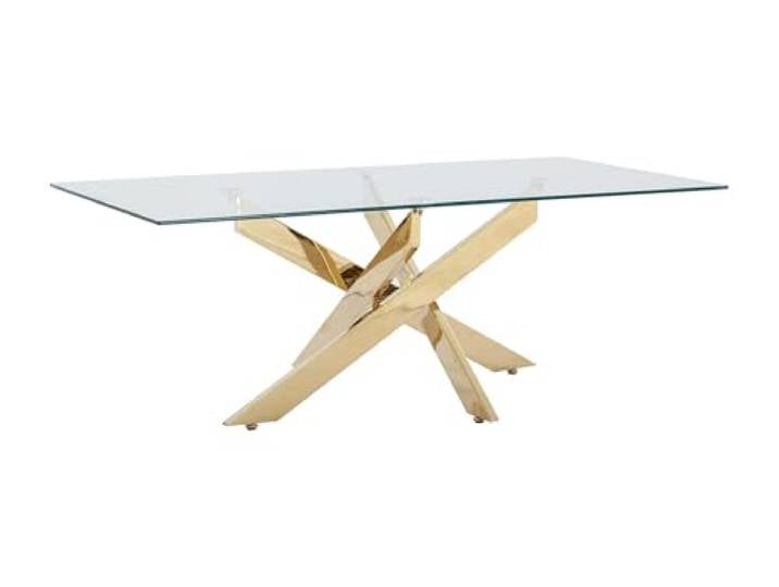 Vente-unique - Couchtisch Cosima -L 120cm x B 60cm x H 45cm- Sicherheitsglas - transparent, goldfarben