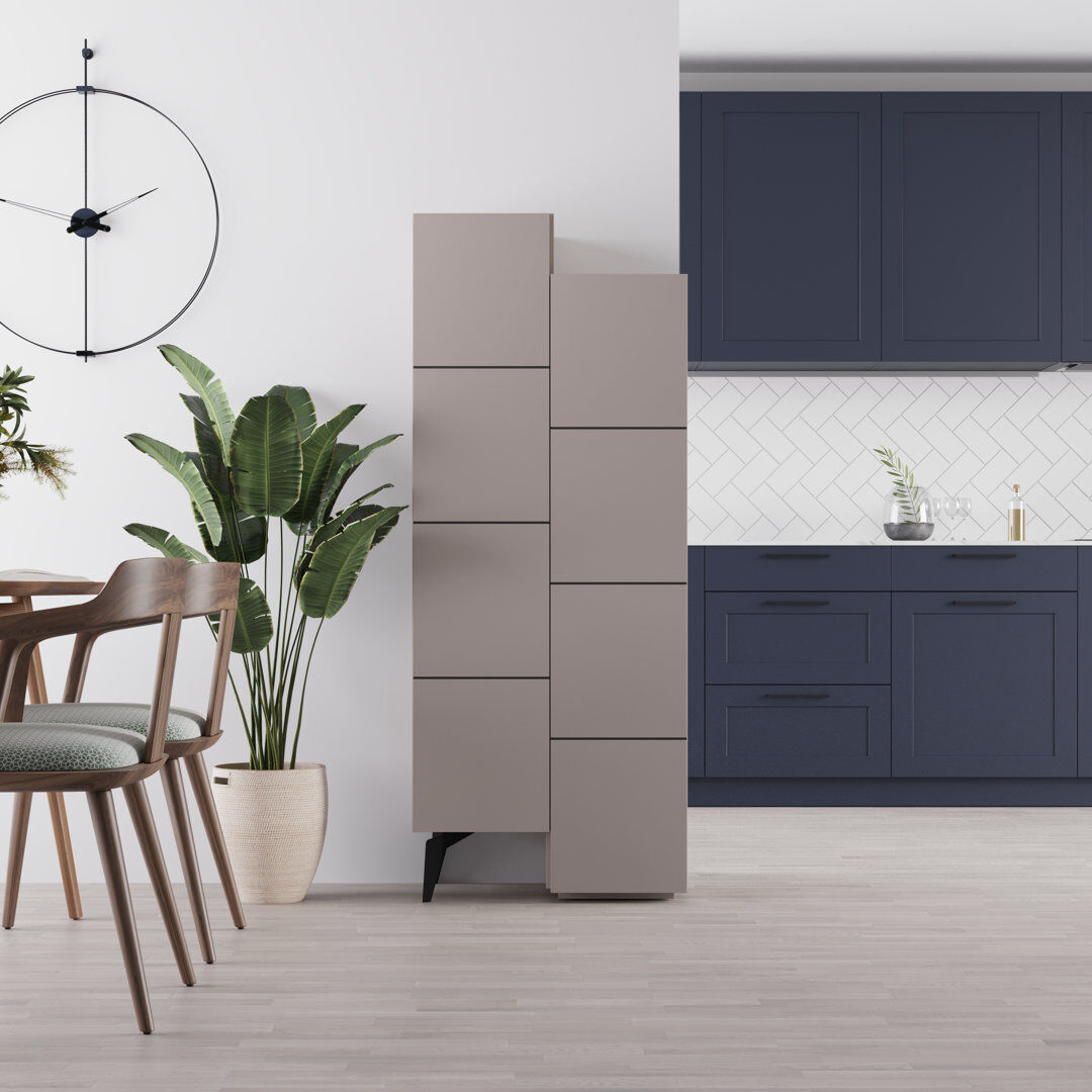 Metro Alisen 8-Door Cabinet Stylish Multipurpose Storage with 8 Shelves Light Mocha 155.4cm H X 62.2cm W X 37.4cm D