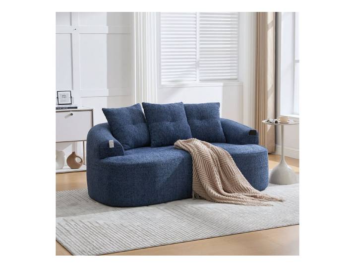 Odikalo 2-Sitzer Sofa inklusive drei Zierkissen, im zeitgenössischen Stil, tiefe, runde Kissen mit Chenille-Wolkenmuster, komprimiertes Design ohne Federkern. Geeignet für kompakte Wohnunge