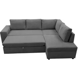 Casapy, Sofa + Bettsofa, LINCOLN 4- bis 5-Sitzer umkehrbares Ecksofa – anthrazitfarbener Cordstoff – Aufbewahrungsbox (Ecksofa)