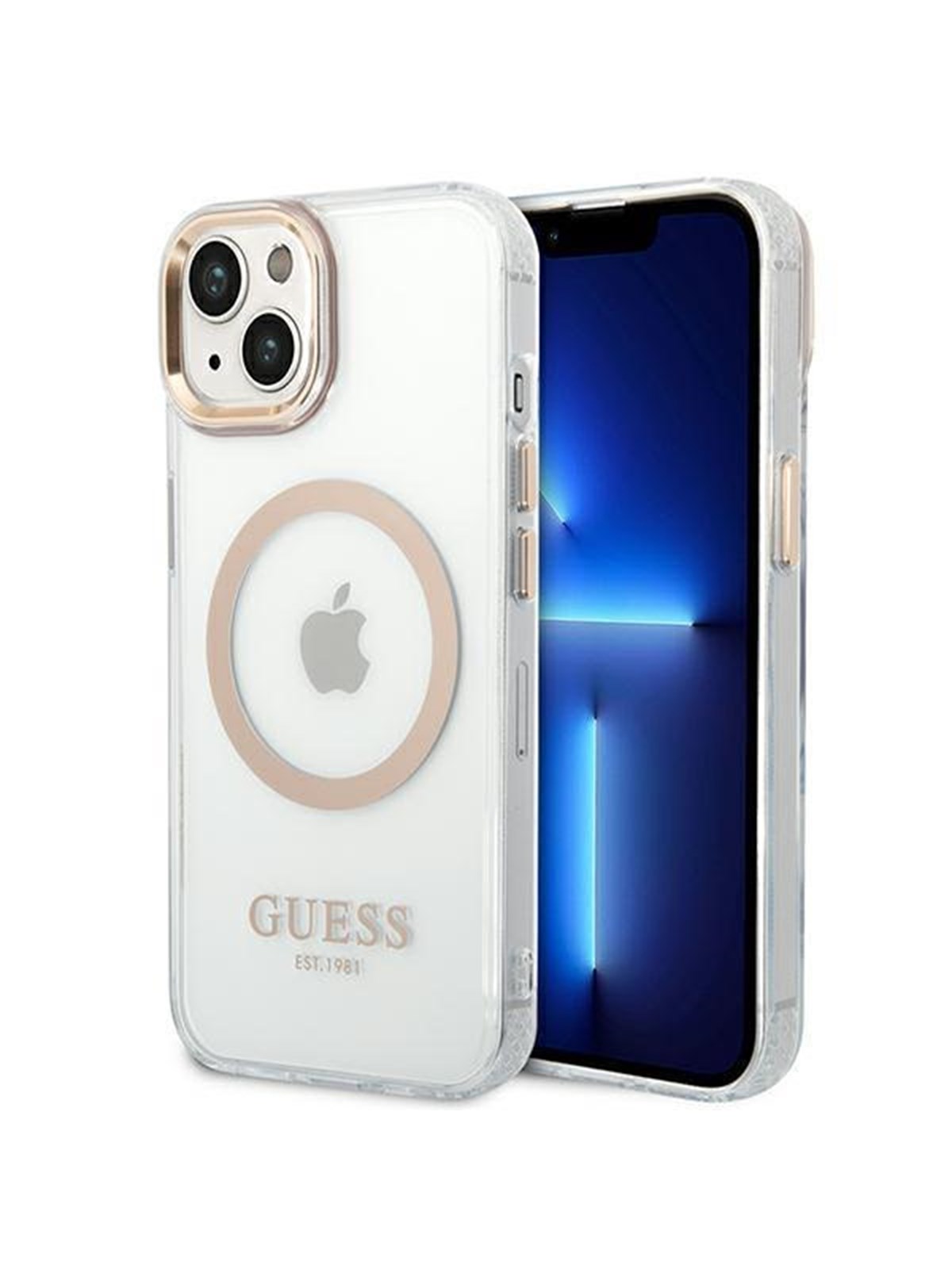 GUESS GUHMP14MHTRMD iPhone 14 Plus 6.7 "gold / gold hard case Metal Outline Magsafe