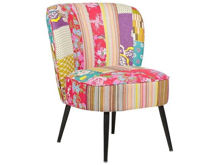 Beliani Bequemer Sessel aus Stoff bunt/schwarz Patchwork Design Voss