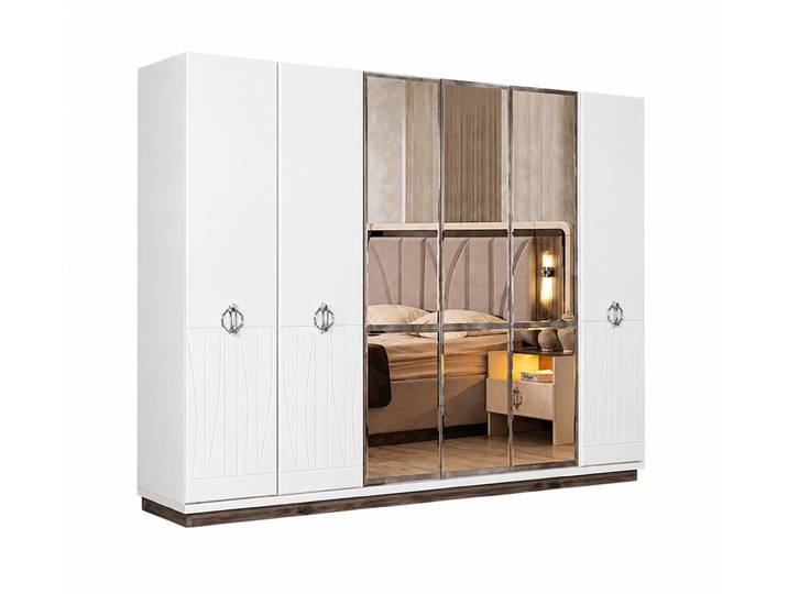 JVmoebel Kleiderschrank Moderner Holzschrank Designer Glastüren Schlafzimmer Kleiderschrank Made in Europa