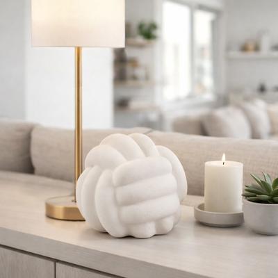 Sagebrook Home Modern Round Textured Knotted Ceramic Orb Sculpture