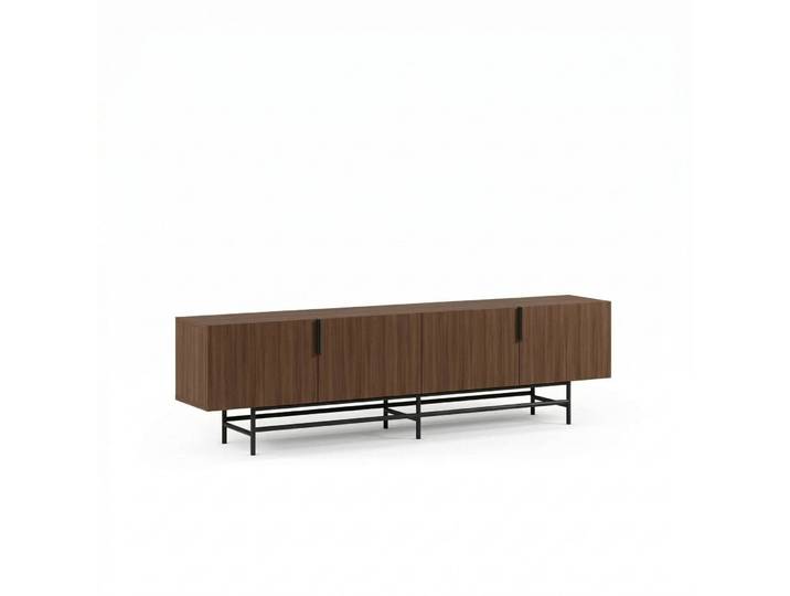 TV-Möbel Georis Nussbaum/Schwarz Holzwerkstoff B 200 cm - TV-Möbel