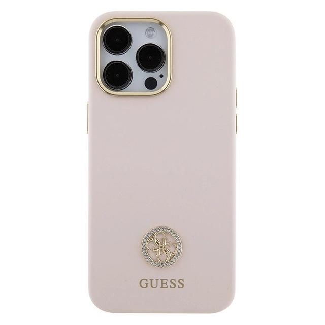 Guess GUHCP15XM4DGPP iPhone 15 Pro Max 6.7" różowy/pink hardcase Silicone Logo Strass 4G (Apple iPhone 15 Pro Max) (GUE003289-0)